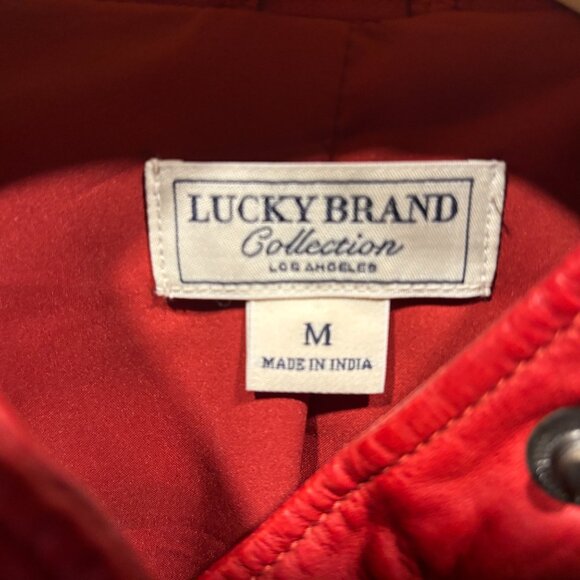 Lucky Brand Red Leather Motorcycle Jacket NEW - Picture 5 of 6